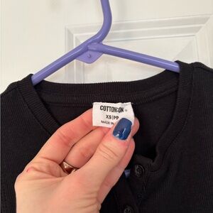 Cotton On Black Button-Up Crop Top